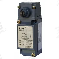 EATON Push Roller Plunger Limit Switch: Roller Plunger, Metallic, Momentary/Momentary, E50 (MPN E50AS3). Key specifications — Brand: EATON; Electrical Connection: Screw Terminals; Roller Material: Nylon; Series: E50.