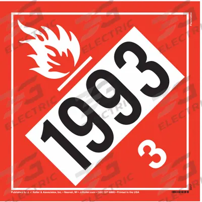 JJ KELLER Container Placard: Flammable Liquid UN 1993, 10 3/4 in x 10 3/4 in - Class 3: Flammable Liquids