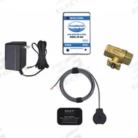 FLOODMASTER Leak Detection Shut-Off Valve: Detection and Alarm Shutoff System, Brass, 120V AC (MPN RS-094-1/2). Key specifications — Connection Type: NPT; Material: Brass; Product Type: Detection and Alarm Shutoff System; Standards: NSF/ANSI 61; Voltage: 120V AC; Audio Alarm: Included; Brand: FLOODMASTER; Includes: Metal Plate.