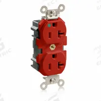 LEVITON Receptacle: Hospital Grade, Duplex, 5-20R, Red, 125V AC, 20 A, 2 Pole / 3 Wire (MPN MT830-R)
