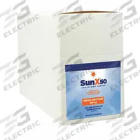 SUNX Sunscreen: 50 SPF, Lotion, 0.25 oz, 25 PK (MPN 18-919G). Key specifications — Unitized: Unitized; Manufacturer Part Number: 18-919G; Format: Lotion; Purpose: Sunscreen; Brand: SUNX; Formula Features: Paraben Free; Unit Package Type: Packet; Active Ingredient: Aloe Vera.