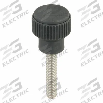 KIPP Hand Knob: Knurled, Plastic w/ SS Thread, M6 Thread, 30 mm Thread Lg, 21 mm Dia - Knurled Knobs with Threaded Stud