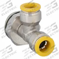 PARKER Push-Fit Tee Fitting: 10 mm OD x 10 mm OD x 1/2 in Pipe Size, Brass, 25 17/32 mm Overall Lg (MPN W172PLP-10M-8R). Key specifications — Brand: PARKER; Thread Size A: 1/2".
