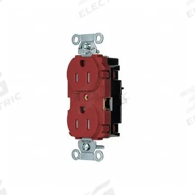 HUBBELL Receptacle: Duplex, 5-15, Red, 125V AC, 15 A, 2 Pole / 3 Wire (MPN 5262STRTR) - General Purpose Receptacles