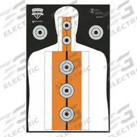 ACTION TARGET Shooting Range Targets: Paper, Silhouette Target, 35 in Ht, 23 in Wd, 50 PK (MPN Z-FLEX-DC-50). Key specifications — Color: Orange; Target Style: Silhouette; Target Grouping: Bullseye and Sighting; Material: Paper; Brand: ACTION TARGET.