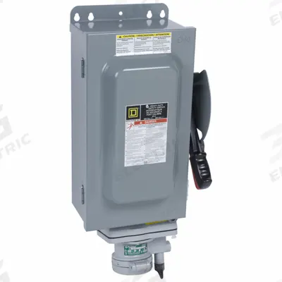 SQUARE D Safety Switch: Non-Fusible, 60 A, Three Phase, 600V AC, Galvanized Steel - Non-Fusible Safety Switches