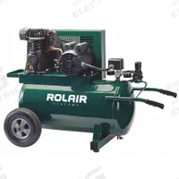 ROLAIR Portable Air Compressor: Quiet, Splash Lubricated, 20 gal, Horizontal, 1.5 hp, 120V AC (MPN 5520MK103-0072). Key specifications — attr48686: Splash Lubricated; attr48685: 120V AC; attr48689: 10.10 cfm; attr48678: 18.1 A; attr48688: Accessory Support Clip; attr48671: ROLAIR; attr124308: Quiet (less than 75 dBA).