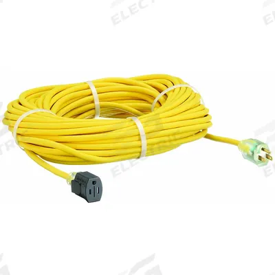 APPROVED VENDOR Extension Cord: Outdoor Use, 90 ft Lg, Outlet, 5-15P, 14/3, SJTOW, Yellow - Outdoor Extension Cords with Single Outlet