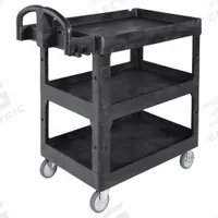 RUBBERMAID COMMERCIAL PRODUCTS Utility Cart: 600 lb, 3 Shelves, 44 in L x 25 in W Self, Black (MPN 2196862). Key specifications — Shelf Color: Black; Brand: RUBBERMAID COMMERCIAL PRODUCTS; Caster/Wheel Configuration: (2) Rigid.