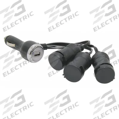 MOBILESPEC Power Adapter: Power Splitter and Charger, 4 Connections, 8 in Cord Lg - 12V Auxiliary Splitter & Charger Combos