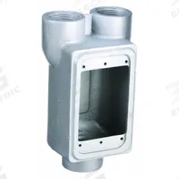 APPLETON ELECTRIC Electrical Box: Iron, Rectangular, 1 Gangs, 1 in Hub Size, 25 cu in Capacity, Gray (MPN FDCC-1-100). Key specifications — Color: Gray; Brand: APPLETON ELECTRIC.