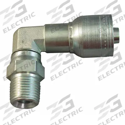 KURT Hydraulic Crimp Fitting: Carbon Steel, 90° Elbow, -12 For Hose Dash Size - Kurt Crimp Hydraulic Hose Fittings with NPT Connection