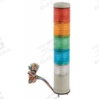 SCHNEIDER Tower Light Assembly: 5 Tier, Blue/Clear/Green/Orange/Red, No Sounder Tier, Steady (MPN XVC4B5K). Key specifications — Manufacturer Part Number: XVC4B5K; Brand: SCHNEIDER; Operating Voltage: 24V; Light Tier Color: Red.