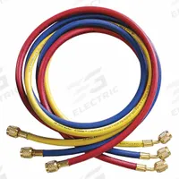 JB INDUSTRIES Hose Set: 5 ft Lg, 0° Angle, Blue/Red/Yellow, Rubber/Kevlar®, 3 Hoses (MPN CCLE-60). Key specifications — Brand: JB INDUSTRIES; Includes Valve: Yes.