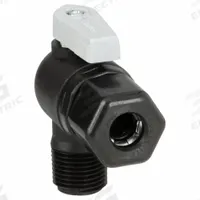 PARKER Manual Two-Way Ball Valve: 3/8 in, Polypropylene, Angle, Sweat x MNPT, Full Port Ball Port (MPN FTPPB6VME6). Key specifications — Brand: PARKER; Handle: Lever.