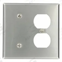 LEVITON Wall Plate: Combo, 2 Gang, Std Size (MPN 84087-40). Key specifications — Brand: LEVITON; Material: Stainless Steel.