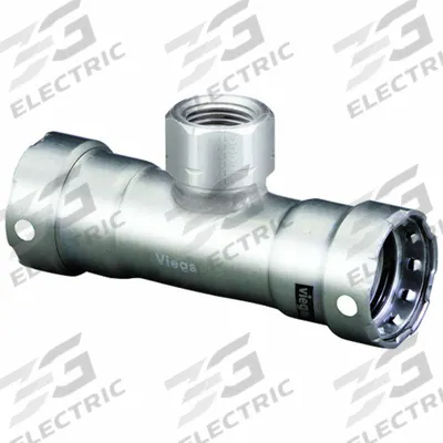 VIEGA MEGAPRESS Crimp Tee Fitting: 2 in Pipe x 2 in Pipe x 1/2 in Pipe Size - Potable Water Stainless Steel Press Fittings