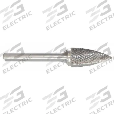 APPROVED VENDOR Carbide Bur: Pointed-End Tree, SG-61, Double Cut, 3/32" x 1/4" Head - Double-Cut Pointed-End Tree Burs