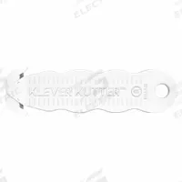 KLEVER Hook-Style Safety Cutter: 4 5/8 in Overall Lg, Contoured Handle, Textured, White, 10 PK (MPN KCJ-1SSWX). Key specifications — attr307620: White; attr307617: Contoured; attr307618: Textured; attr307619: Stainless Steel; attr307627: NSF Certified; attr324885: KLEVER.