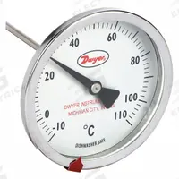 DWYER Clip On Dial Thermometer: -10°C to 110°C, +/- 2% Accuracy, 8 in Stem Lg, Celsius (MPN CBT38052). Key specifications — Accuracy: +/- 2%; Brand: DWYER; Temperature Units: Celsius.
