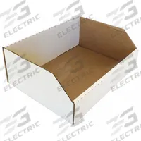 PACKAGING CORPORATION OF AMERICA Corrugated Shelf Bin: 9 in Overall Lg, 12 in x 4 1/2 in, White (MPN BIN 12-9). Key specifications — Brand: PACKAGING CORPORATION OF AMERICA; % Recycled Content: 30-45%; Manufacturer Part Number: BIN 12-9; Includes Dividers: Dividers Not Included; Electrostatic Discharge: Not Electrostatic Discharge Conductive.