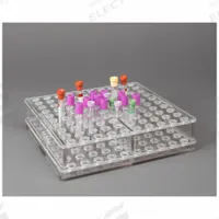 Tube Rack: 10 in Overall Wd, 2 1/2 in Overall Ht, 10 in Overall Lg, PETG, Clear, (100) Tubes (MPN BLDTUBE100). Key specifications — Material: PETG; Mounting Location: Benchtop; Color: Clear; Product Type: Test Tube Rack; Total Holding Capacity: (100) Tubes; Brand: POLTEX.