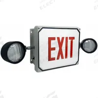 Food Safe Combo Exit Sign: Gray, LED, Red, 1 Faces, Wall, 90 min Emergency Illumination Time (MPN LS2E4XL1RW-FSH). Key specifications — Self Diagnostics: No; Remote Capable: Yes; Lighting Technology: LED; Text Color: Red; Directional Indicators: Universal Field Selectable Chevrons; Voltage: 120/277V AC; Brand: BIG BEAM.