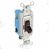 HUBBELL Wall Switch: Toggle Switch, 4-Way, Maintained, Brown, 120/277V AC, 15 A (MPN HBL1204). Key specifications — Illuminated: No; Voltage Rating: 120/277V AC.