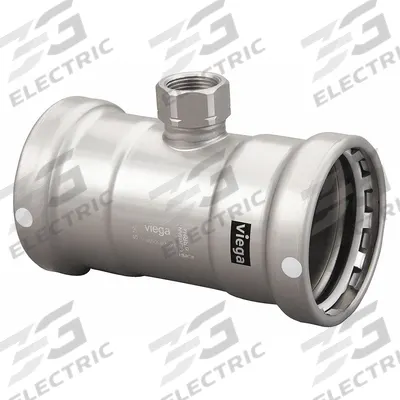 VIEGA MEGAPRESS Crimp Tee Fitting: 2 1/2 in Pipe x 2 1/2 in Pipe x 3/4 in Pipe Size, Steel - Steel Press Pipe Fittings