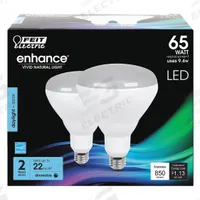 FEIT ELECTRIC Compact LED Bulb: LED, BR40, Medium Screw (E26), 9.4 W Watt, 5000K, Frosted, 120V AC (MPN BR40DM/950CA/2). Key specifications — Bulb Finish: Frosted; Color Temperature: 5000K; Shatter-Resistant: No; Brand: FEIT ELECTRIC; Voltage: 120V AC; Bulb Shape: BR40.