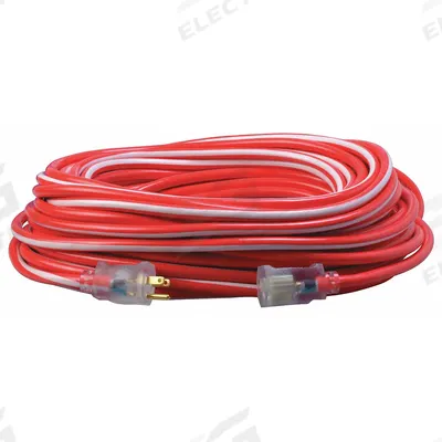 SOUTHWIRE Extension Cord: Outdoor Use, 100 ft Lg, Outlet, 5-15P, 12/3, SJTW, Red/White - Outdoor Extension Cords with Single Outlet