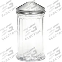 TABLECRAFT PRODUCTS COMPANY Pourer: 12 oz Capacity, Plastic, Clear, 5 3/4 in Overall Ht, Clear (MPN P55S). Key specifications — Color: Clear; Brand: TABLECRAFT PRODUCTS COMPANY; Body Material: Plastic; Product Type: Canister with Center Pour Top.