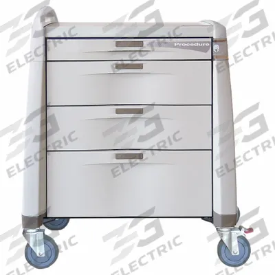 CAPSA HEALTHCARE Procedure Treatment Cart: Polymer, (1) Swivel with Brake/(3) Swivel, Cream - General Medical Supply Carts with Drawers