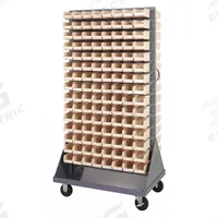 QUANTUM STORAGE SYSTEMS Mobile Louvered Floor Rack: 36 in x 24 in x 72 in, 240 Bins Included, Ivory (MPN QMD-36H-220IV). Key specifications — Bin Width: 4-1/8 in; Color: Gray; Caster Wheel/Configuration: (2) Rigid; Caster Wheel/Tread Material: Hard Rubber; Bin Color: Ivory; Bin Depth: 7-3/8 in; Bin Height: 3 in; Brand: QUANTUM STORAGE SYSTEMS.