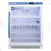 Controlled Room Temperature Cabinet: 115V AC, 68°F to 77°F, 23 3/8 in Overall Wd (MPN ARG6PV-CRT). Key specifications — Brand: ACCUCOLD; Voltage: 115V AC; Includes: (4) Shelves; Door Hinge: Right Hinge.