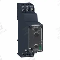 SCHNEIDER Time Delay Relay: DIN-Rail Mounted, 24 to 240V AC/DC, 8 A, 6 Pins/Terminals (MPN RE22R2ACMR). Key specifications — Contact Rating (DC): 8 A @ 24V; Delay Function: On/Off Delay; Input Voltage: 24 to 240V AC/DC; Brand: SCHNEIDER.