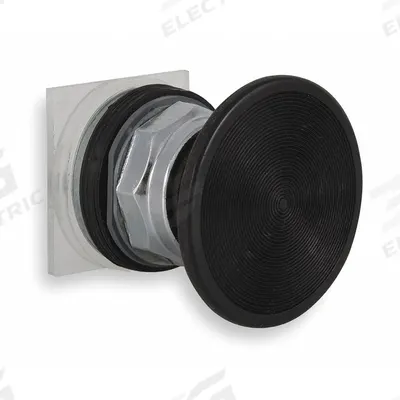 SCHNEIDER Mushroom Head Push Button: Black, 30 mm Mounting Size, Metallic - Mushroom-Head Push-Button Operators