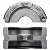 MILWAUKEE Upper and Lower Crimping Die: 2/0 AWG, U Style Dies, For Use With 2679-20/49-16-U000 (MPN 49-16-U02AC). Key specifications — attr511073: U Style Dies; attr511072: Electrical Wire and Cable Crimping; attr473934: MILWAUKEE; attr511065: M18™ FORCE LOGIC™; attr511069: Black; attr542116: 2/0 AWG; attr511067: 2679-20.