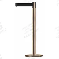 TENSABARRIER Barrier Post with Belt: Black, No Pattern, No Legend, 7 1/2 ft Belt Lg, 7 1/2 ft x 2 in (MPN 889U-2S-2S-STD-NO-B9X-C). Key specifications — Base Material: Cast Iron; Belt Color: Black; Brand: TENSABARRIER; Post Material: Metal Alloy; Message: No Legend.