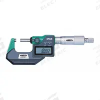 INSIZE IP65 Digital Outside Micrometer: 0 in to 1 in /0 mm to 25 mm, Inch/Metric, IP65 (MPN 3108-25A). Key specifications — attr1182744: 0.00005 in/0.001 mm; attr1182751: Certificate of Inspection; attr1182776: IP65; attr1182741: INSIZE; attr1182743: +/- 0.002 mm; attr1182759: Yes.