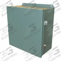 HAMMOND Electrical Enclosure: Steel, 12 in x 12 in x 6 in, NEMA 12/13/3R/4, Solid Cover, Hinged (MPN HJ12126HLP). Key specifications — Closure Method: Clamps; Brand: HAMMOND; Knockouts: Not Included.