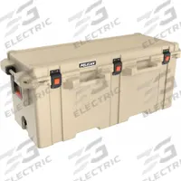 PELICAN Marine Chest Cooler: Tan, 239 Cans, 250 qt Cooler Capacity, 10 day Ice Retention (MPN 250QT-2-TAN). Key specifications — Brand: PELICAN; Drain Plug: Included; Wheels Included (FILTER): No.