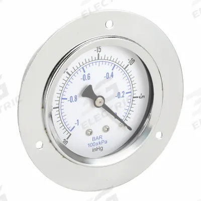 PIC GAUGES Panel-Mount Vacuum Gauge: Front Flange, 2 1/2 in Dial, 1/8 in NPT Male - Front-Flange Panel-Mount with Copper Wetted Parts