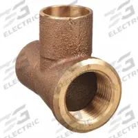 NIBCO Sweat Fitting Tee: 3/4 in CTS x 3/4 in Pipe x 3/4 in CTS, Cup x FNPT x Cup, Cast Bronze (MPN 714-3/4)