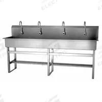 SANI-LAV Wash Station: 45 in Overall Ht, 77 in Bowl Lg, 8 in Bowl Dp, 2 gpm Flow Rate, Sensor, 16 ga (MPN 58FAL). Key specifications — Includes Side Splash: Side Splash Not Included; Power Source: AC Powered; Brand: SANI-LAV.