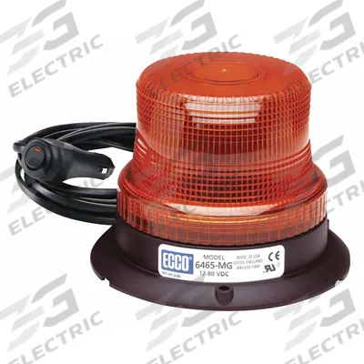 ECCO Beacon Light: Flashing Beacon, Amber, 3 7/8 in Overall Ht, LED - Vehicle Flashing Beacons