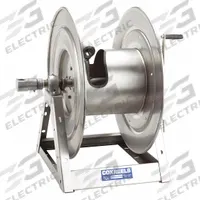 COXREELS Electric Motor Driven Hose Reel: 100 ft (1 in I.D.), 24 in L x 24 3/8 in W x 26 1/8 in H (MPN 1175-6-100-E-SP). Key specifications — Motor Type: 1/3 HP 12VDC Motor; Swivel Material: Stainless Steel; Hose Capacity: 100 ft (1 in I.D.); Overall Dimensions: 24 in L x 24-3/8 in W x 26-1/8 in H; Brand: COXREELS.