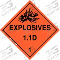 BRADY DOT Container Placard: Explosives 1.1 D 1, 10 3/4 in x 10 3/4 in, 10 3/4 in Label Ht, Placard (MPN 63303). Key specifications — Brand: BRADY; Message: Explosives 1.1 D 1.