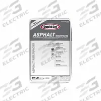 RAPID SET Asphalt Resurfacer: Rapid Set, Cement, 50 lb Container Size, Pail, Asphalt Gray (MPN 185340050). Key specifications — Color: Asphalt Gray; Series: Rapid Set; Coverage: 56 sq ft @ 1/8 in; Brand: RAPID SET; Compatible Materials: Asphalt; VOC Content Range: No VOC.