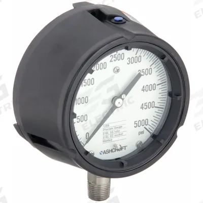 ASHCROFT Process Pressure Gauge: 0 psi to 5,000 psi, White, 4 1/2 in Dial, 1/2 in NPT Male - All-Stainless Steel Wetted Parts & Casing